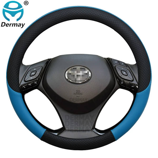 100% Dermay-märkes läder sportbil rattöverdrag för Toyota CHR C-HR biltillbehör Red