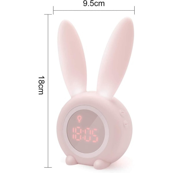 1 kpl söpö kanin muotoinen vaaleanpunainen induktiivinen herätyskello, älykäs valon säätö, näytön aika/päivämäärä/lämpötila, ääniohjaus
