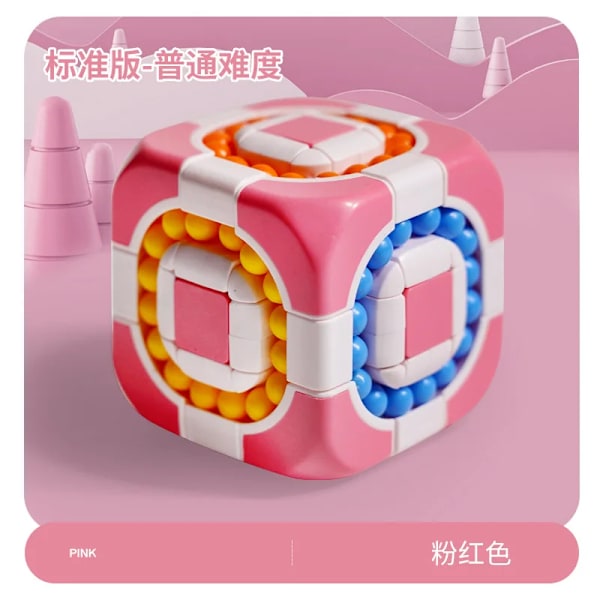 Trestegs Boll Twist Dekomprimerar Pussel Magisk Kub Fidget Leksaker Roliga Leksaker Speed Cube Tänkande Träningsleksak Presentleksaker För Barn Pink