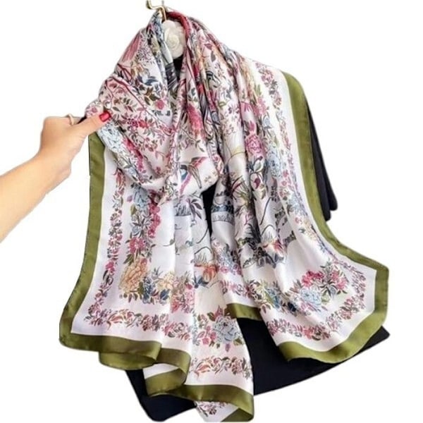 Damscarf 90 x 180 cm Imitation Silke Fleuri Oiseau Fou 290 L