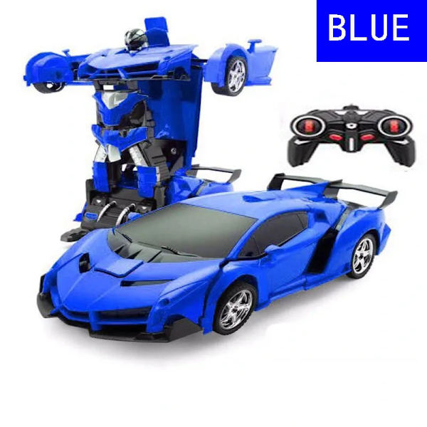 Fjärrstyrd RC-bil transformationsrobotar sportfordonsmodell robotleksaker cool deformationsbil barn pojkleksaker julklappar Blue