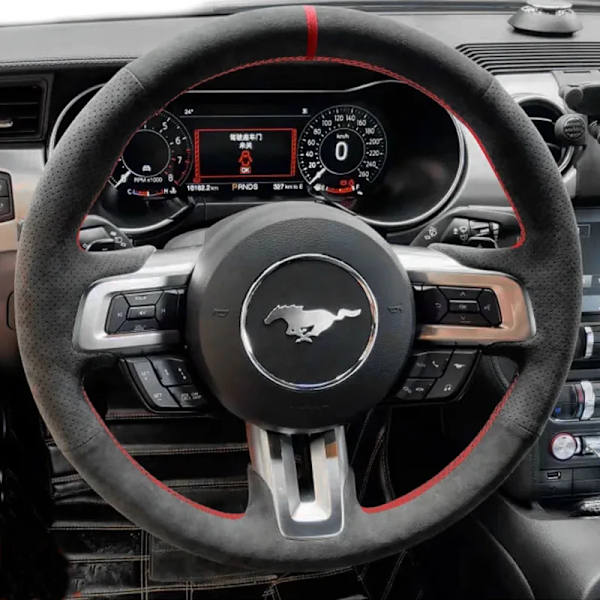 DIY handsydd högkvalitativ halkfri mockarattstyrningshölje för Ford Mustang 2015-2019 Mustang GT 2015-2019 style 3