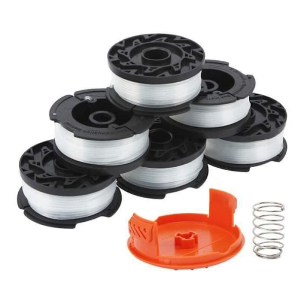 Ersättningsspole Kit - Black Decker - 8 Delar - Ersättningslina - Spolkåpa - Fjäder white
