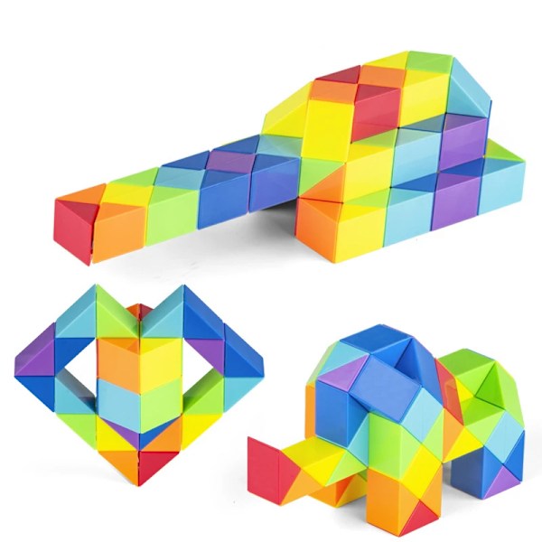 Regnbågsfärgad Vridande Magisk Orm Linjal Pussel Böjande Montessori Leksak Anti-Stress Magisk Orm Form Släpp Stress Zl 24PCS