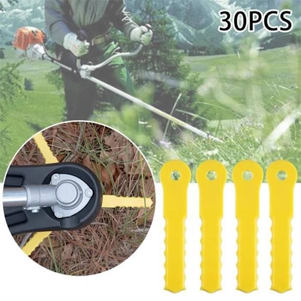 30 st Ersättningsblad för gräsklippare, dubbelsågade bladhuvuden, kompatibla med Push-N-Load 3-blad, Pivotrim Trimmer