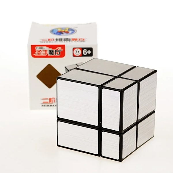 [Ecube] Sengso 2X2X2 Spegelkub Block Kub Pussel Magisk Kub Speed Cubo Magico 2X2 Lärande Utbildningsleksaker För Barn Pojkar Black Golden Sticker