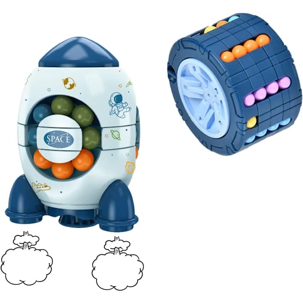 Fidget Leksaker Magisk Bönkub Sensoriska Leksaker Stress Relief Leksak Barn Lärande Utbildning Roterande Dekompressions Magisk Boll Spel Blue Rocket