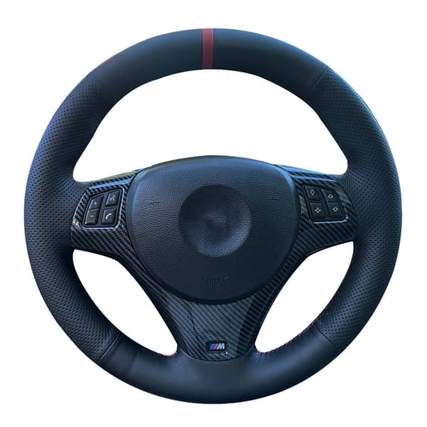 Anpassat flätat bilrattsskydd halkfritt konstläder för kompatibel med bmw m sport m3 e87 e81 e82 e88 x1 e84 e90 e91 e92 e93