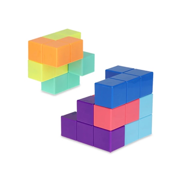 Yj Diy Magnetisk Kub Byggklossar 3D Magnetplattor 7-delars Set Pussel Speed Cube 54 st Guidekort Intelligensleksaker För Barn transprent