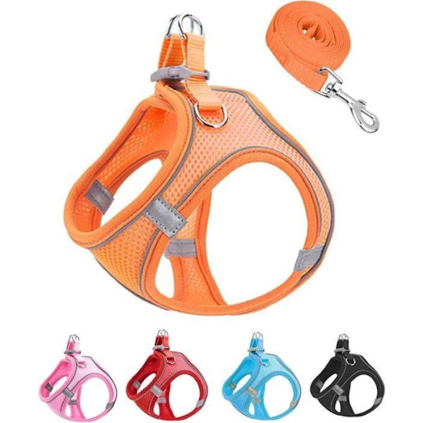 Orange Mjukt Mesh Hundsele Och Koppelsats S, Easy Walk Rymningssäker Valpsele (Orange, S)