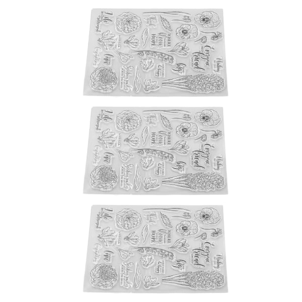 3st klara stämplar TPR Transparent Attraktiv dekorativ DIY-präglingsstämplar för korttillverkning Scrapbooking