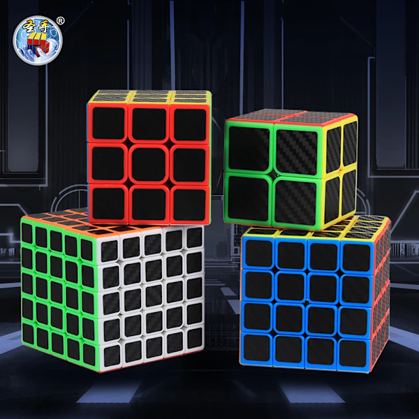 Sengso Speed Cube 2X2 3X3 4X4 5X5 Kolfiber Sticker Magic Cubo Rubick Profession Pussel Hög Kvalitet Barn Fidget Leksaker 2x2