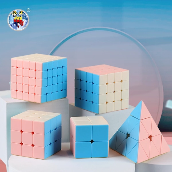 Sengso Speed Cube 2X2 3X3 4X4 5X5 Macaron-serie Stickerless Magic Cubo Rubick Profession Pussel Högkvalitativa Fidget Leksaker för Barn Pyramid