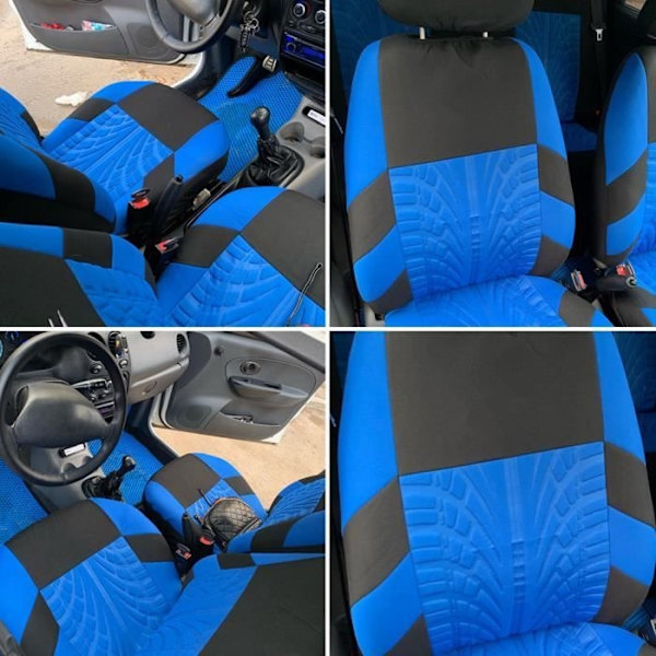 Sätesskydd - Mioloe - Komplett Set 9 Delar - Ventilerande Mesh Tyg - Blå Färg - Universal BLUE