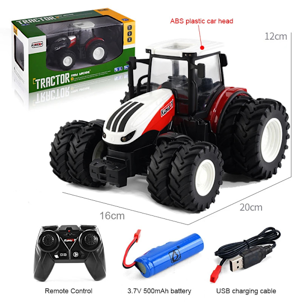 RC-bil leksaker RC lantbruks traktor släpvagn 1/24 2.4g fjärrkontroll ingenjörsbyggnads lastbil jordbruksmaskin barn pojkar present Red 8Tires 6601B