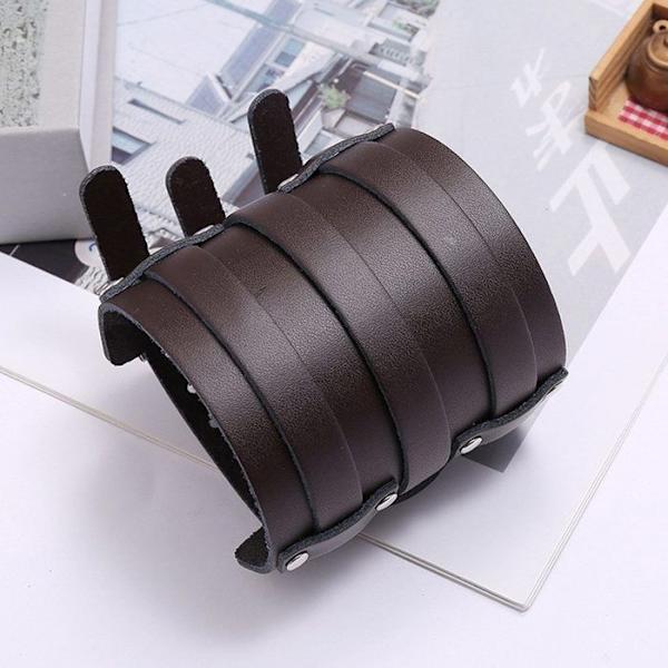 Läderarmband Brett Läderarmband Justerbart Flätat Armband För Män