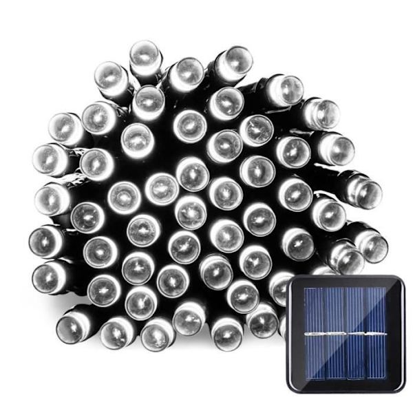 Ledertek Solcellsdriven Vattentät Ljusslinga 12M 100 LED 8 Lägen Dekorativ Lampa För Fest (100 LED Vit)