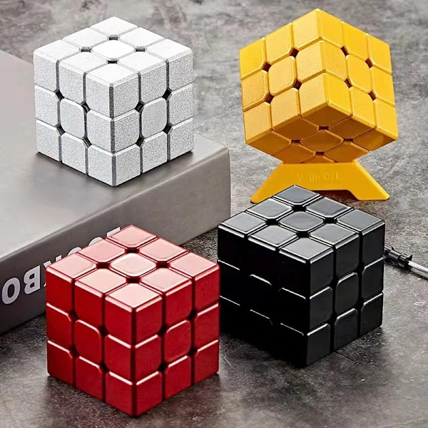 3X3 Legering Dekompressions Magisk Kub Metall Obegränsad Hastighet Spel Kub Rubix Pussel Cubo Magico Fidget Leksaker Antistress Barnleksaker Red