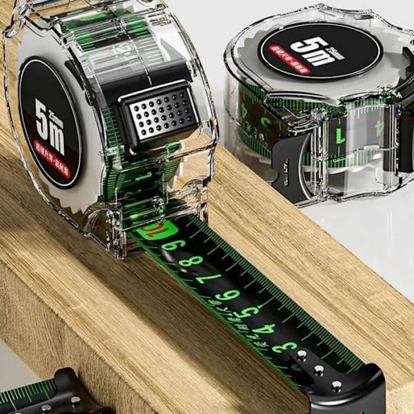 Självlåsande fluorescerande stålbandmått Hög precision bläckstråleskrivare Box Meter Linjal Breddat mätverktyg[U1856] Green