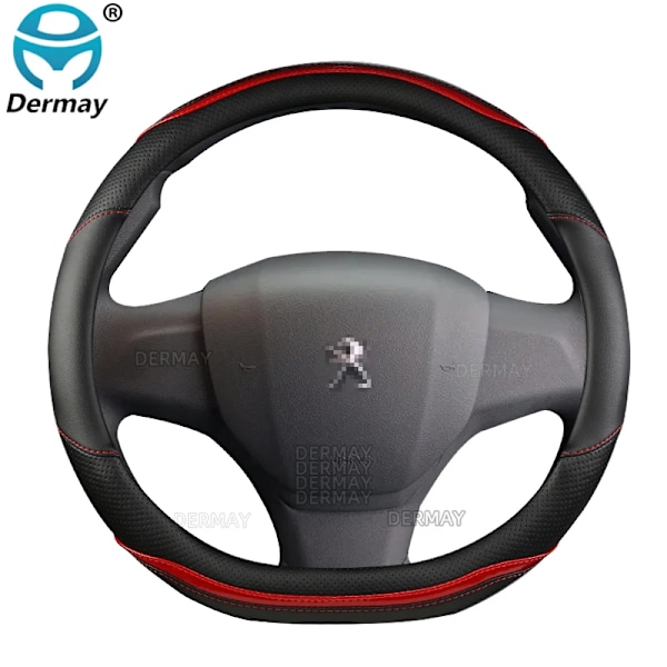 Rattstyrningsöverdrag i mikrofiberläder + kolfiber för Peugeot Expert Traveller Tepee Van - Högkvalitativa biltillbehör O shape- Red