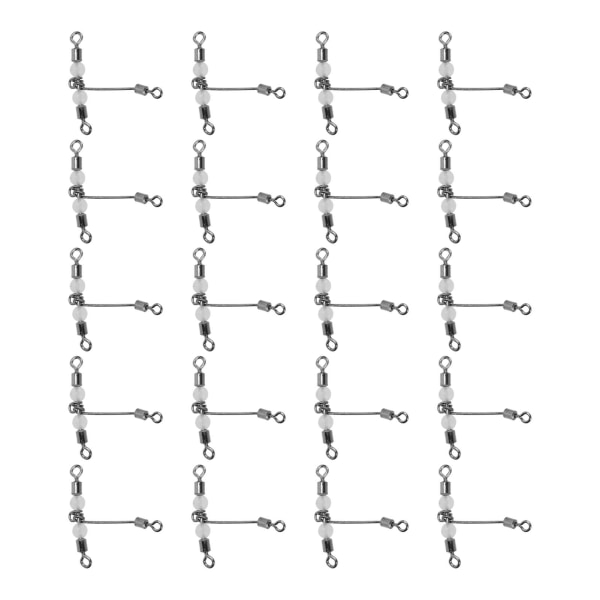 20 stk T-form lysende fiskedrejet 3-vejs konnektor Cross Line rullende drejeled med perler 8x10 #
