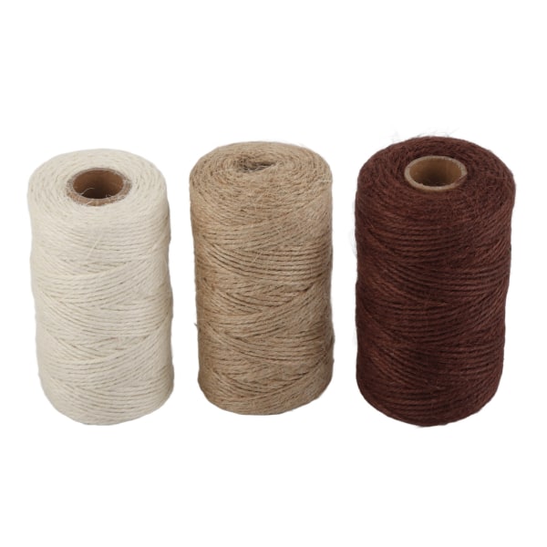 3st Jute Rep Vit Brun Kaki Flätad Cordage DIY Packning Tjock tråd Tillbehör 2mm