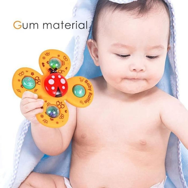 3 st Baby Sugkopp Leksaker, Sugkopp Leksaker Sugkopp Snurra Leksaker Tecknad Ocean Snurra Leksaker För Baby Koordination Leksaker