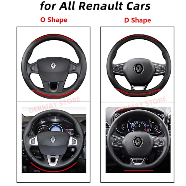 Rattrattstyrningshölje i mikrofiberläder + kolfiber för Renault Scenic 1 2 3 4 Grand Scenic Megane biltillbehör O shape Orange