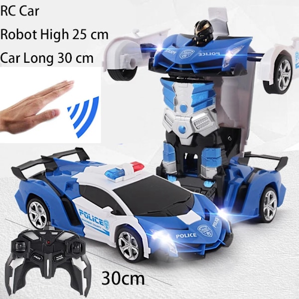 2,4 GHz induktionsomvandlings-RC-bilrobot 28 cm LED-lampor musikrobotar stridande deformation fjärrstyrda bilar leksaker för barn 30CM 2.4Ghz Music