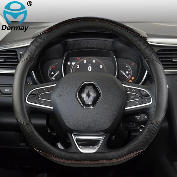 Rattrattstyrningshölje i mikrofiberläder + kolfiber för Renault Scenic 1 2 3 4 Grand Scenic Megane biltillbehör D shape Coffee