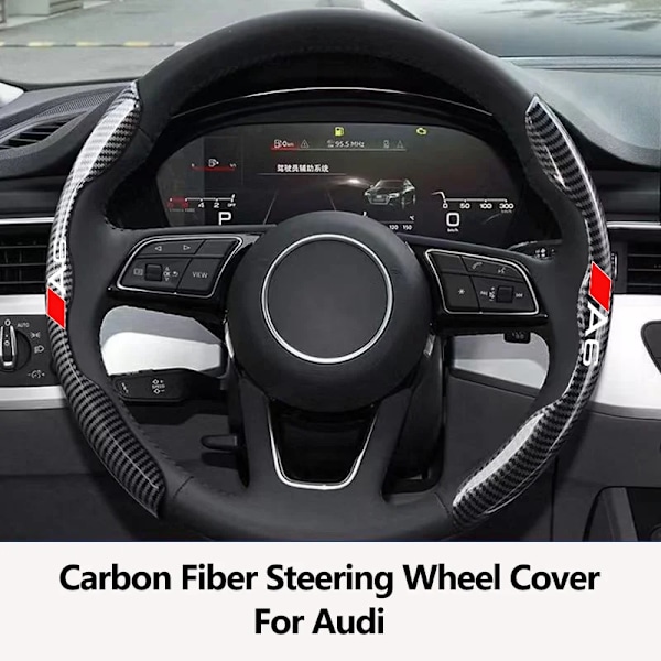 Rattskinnsöverdrag i kolfiber svart för Audi A1 A3 A4 A5 A6 A7 A8 Q3 Q5 Q7 Q8 tillbehör logotyp A1