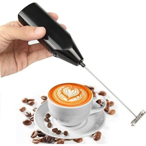 Handhållen mjölkskummare batteridriven mini elektrisk kaffevisp lågt ljud för cappuccino, frappe, matcha, choklad A167