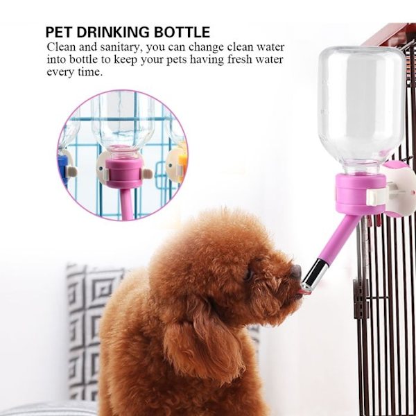 Bärbar vattenfontän för katt och hund (150 ml, rosa)