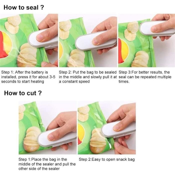 Plastpåsförvaring Alittle 4-pack Mini Handhållen Påsförslutare 2 I 1 Värmeförslutare Och Bärbar Påskärare S793