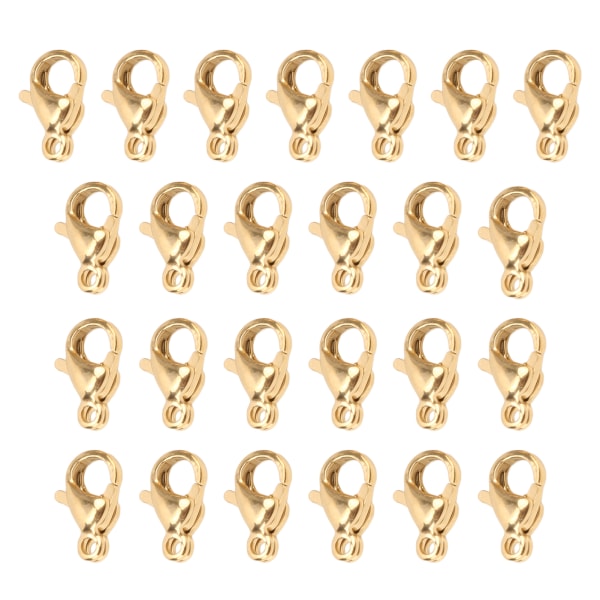 25 st Hummerklospännen Rostfritt stål Hummerklämmor för gör-det-själv-armband Halsband Smyckenstillverkning 9x6mm Guld