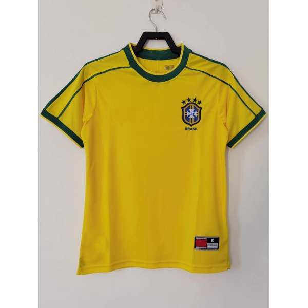 VM 1998 Brasilien hem kortärmad retrotröja 1998 Ronaldo Jr. Rivaldo fotbollsdräkt yellow XL