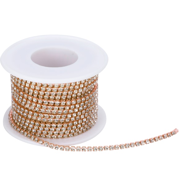 SS8‑2,5 mm 10-yards konstgjord diamantkedja Gör-det-själv-hemhantverk bröllopsdekorationskedja roséguld