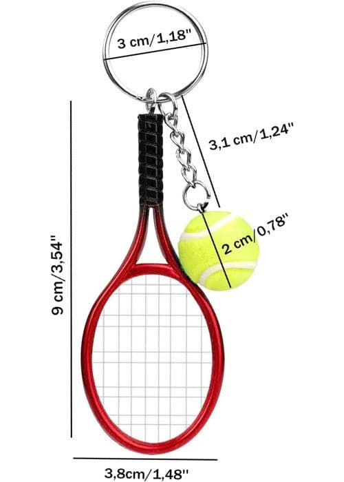 Nyckelring Hänge Mini Tennisracket (Röd)