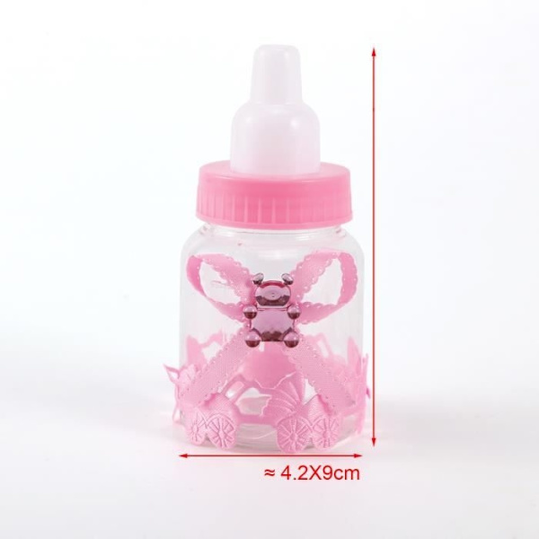 24X Mini Nappflaska Godisask 4X9Cm Strass Rosa Björn Gåva Favör Godisask Flicka Dop