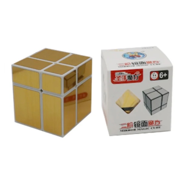[Ecube] Sengso 2X2X2 Spegelkub Block Kub Pussel Magisk Kub Speed Cubo Magico 2X2 Lärande Utbildningsleksaker För Barn Pojkar White Golden Sticker