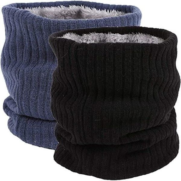 Vinterhuvtröjor för män och kvinnor med fleecehalsduk - 2-pack