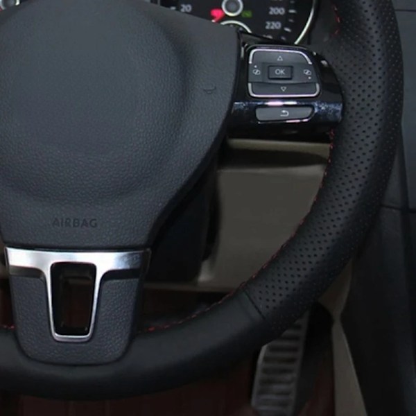 DIY svart mjuk konstläder rattöverdrag för Volkswagen VW Gol Tiguan Passat B7 Passat CC Touran Jetta MK6