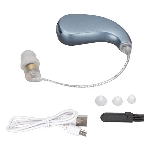 Høreforsterker Oppladbar bærbar lydforsterker med justerbart volum for eldre pasientOppgradert versjon blå