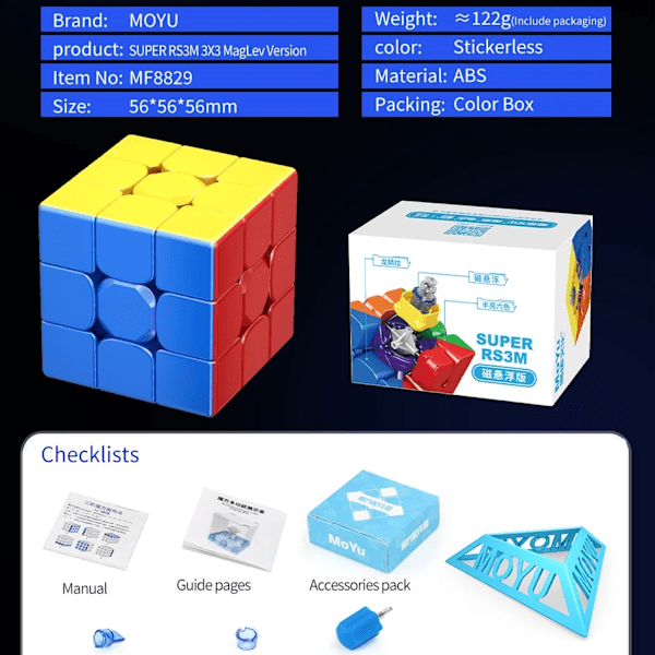 Super Rs3M Maglev 3X3X3 Magnetisk Professionell Speed Cube Rs3M Cube Rs3M Maglev Magic Cube Barnpresenter Fidget Leksaker RS3M Super Maglev