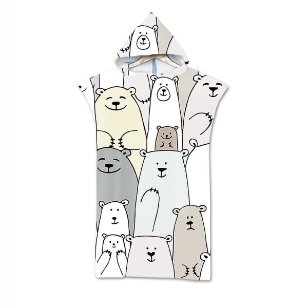 Isbjørn familie strandhåndkle – badekåpe med hette i mikrofiber for sport, surfing, svømming – unisex for voksne og barn