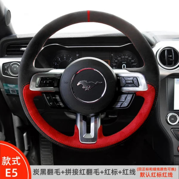 DIY handsydd högkvalitativ halkfri mockarattstyrningshölje för Ford Mustang 2015-2019 Mustang GT 2015-2019 style 3
