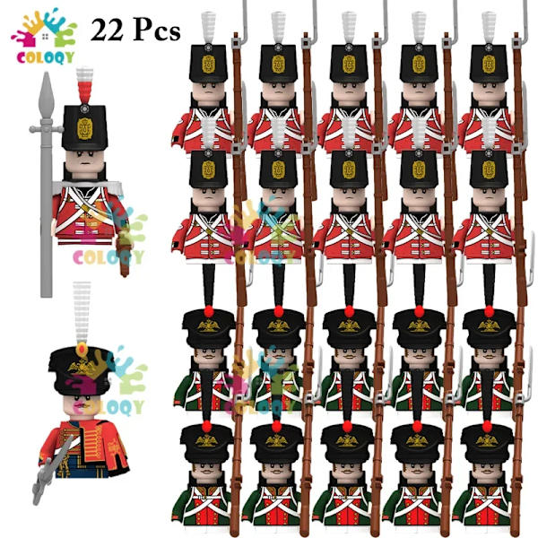 Leksaker för barn Napoleonkrigen infanteri byggklossar franska lansörer mini actionfigurer leksaker för juguetes julklappar 22pcs(.108)