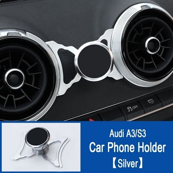 Bilfästen, biltelefonhållare kompatibel med Audi A3 S3 Rs3 8V Q2 Sq2 luftventilfäste - Typ A3 S3 Silver