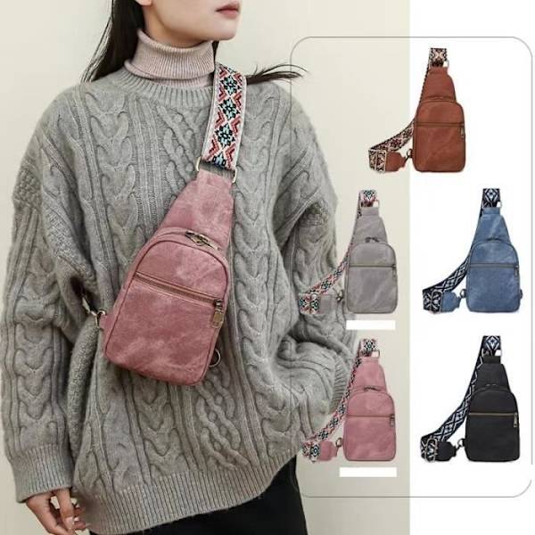 Insfity Dam Crossbody-väska i Faux Läder - Blå Gray