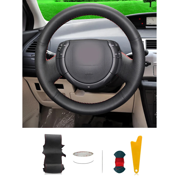 Aosrrun handsydd svart läder rattöverdrag för Citroen Triumph gammal C4 C-quatre bilstyling
